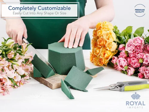 Vista 5 de Paquete de 2 bloques de espuma floral (9 x 4.3 x 3.1 pulgadas) para arreglos florales, espuma de floristería húmeda y seca para flores frescas