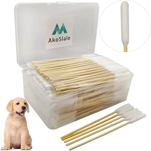 Vista 8 de Hisopos de limpieza de oídos para perros, 300 unidades, hisopos de algodón de 4.72 pulgadas para perros y gatos pequeños y medianos, aplicadores
