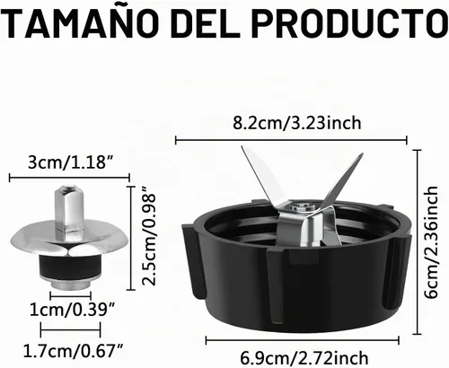 Vista 2 de Para Oster Blender Piezas de Repuesto Blender Blender, Acoplamiento Stud Slinger Pin con Tapa Base Tarro y 2 Juntas de Junta de Junta Tórica de Goma