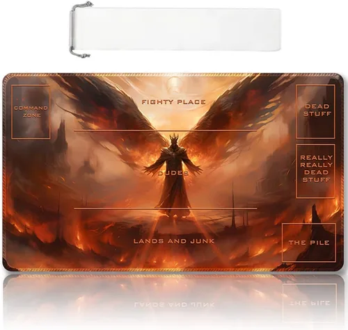 Vista 14 de Tapete de juego MTG cosido de alta calidad con zonas y respaldo de goma antideslizante, tapete de juego TCG para MTG y otros juegos de cartas, Dkt