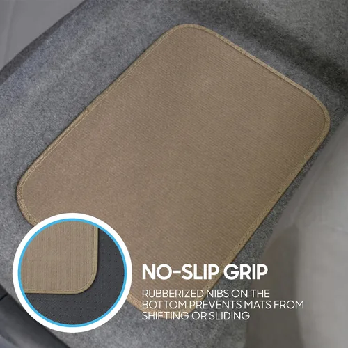 Vista 8 de Alfombrillas de piso de alfombra para trabajo pesado beige delanteras y traseras, forros universales para automóvil, SUV, camioneta y camión