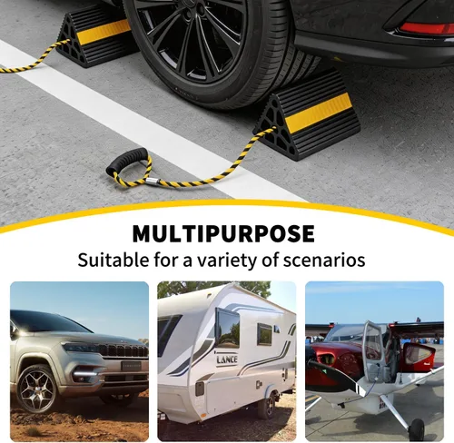 Vista 6 de Vacallity Cuñas de Ruedas para Remolques de Viaje, Resistentes de Goma Sólida para Servicio Pesado, Bloques de Cuñas de Ruedas para Remolques