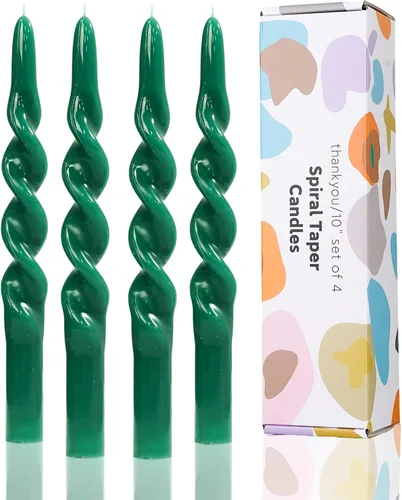 Vista 19 de Vela cónica verde en espiral para vacaciones, boda, fiesta, cera sin perfume, vela sin goteo, regalo de cumpleaños, regalo de Navidad, 7.5 pulgadas