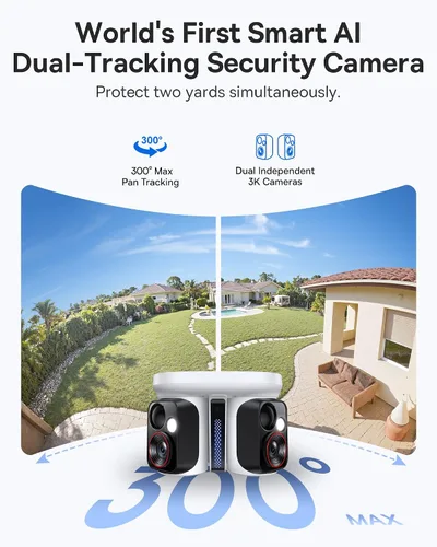 Vista 2 de Baseus X1 Pro 3K Cámara solar AI de doble lente inalámbrica para exteriores Blanco