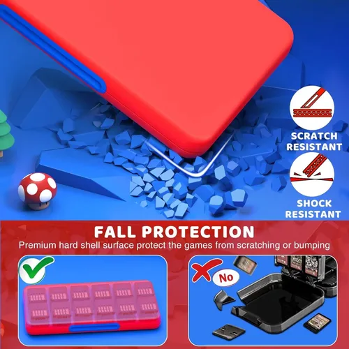 Vista 3 de CYKOARMOR Funda de juego Switch con 24 soportes para juegos compatible con Nintendo Switch y Switch OLED funda de cartucho compacto para Switch rojo