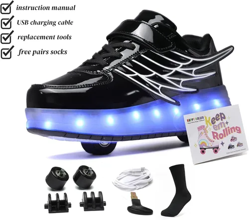 Vista 5 de Roller Skate Shoes for Kids Boys Girls LED Roller Sneakers Light Up Fashion Flashing Wheels Shoes Rechargeable