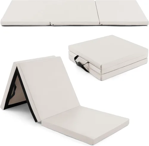 Vista 11 de Goplus Esterilla de Gimnasia Plegable, 6' x 2' x 2'' de Grosor Tri-Fold Esterilla de Ejercicio y Volteretas con Asas de Transporte, Cierre de Gancho