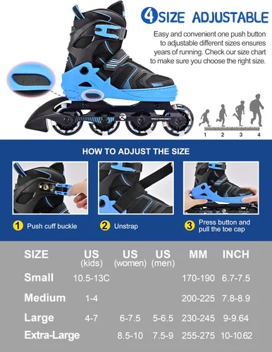 Vista 2 de Kuxuan Skates Patines en línea ajustables para niños y niñas, patines para niños de 4 a 12 años con ruedas iluminadas, patines para adolescentes