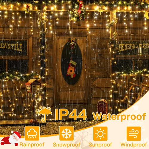 Vista 5 de Ollny Luces de carámbano de 504 LED/41 pies, blancas cálidas y frías, con control remoto, 8 modos, temporizadores, impermeables, colgantes
