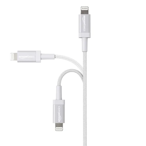 Vista 2 de Amazon Basics Cable de carga USB-A a Lightning, cable trenzado de nailon, cargador certificado MFi para Apple iPhone 14, 13, 12, 11 X Xs Pro, Pro