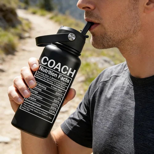 Vista 3 de Regalos de entrenador para hombres, baloncesto, fútbol, béisbol, softbol, gimnasia, danza, natación, entrenadores de natación, regalos - Botella