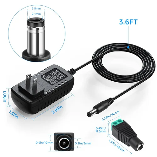 Vista 2 de LightingWill Fuente de alimentación de 12 V 2 A, adaptador de alimentación de 24 W, transformador de CA 100-240V a CC 12V, cargador de enchufe