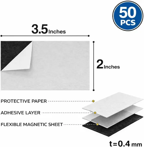 Vista 2 de MagX Tarjeta de visita magnética con respaldo adhesivo, 3.5 x 2 pulgadas, paquete de 50 imanes autoadhesivos, papelería, suministros de oficina
