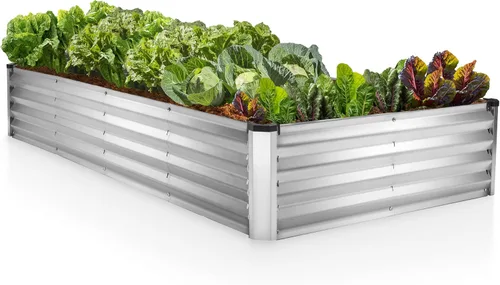 Vista 15 de Plant & Plot Camas de jardín elevadas galvanizadas para exteriores/ Jardinera elevada de 6 x 3 x 1 pie para jardinería, verduras, flores, caja