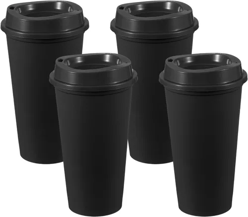 Vista 33 de uxcell 2 tazas reutilizables para café, 16 onzas, café de viaje, color azul Azul claro