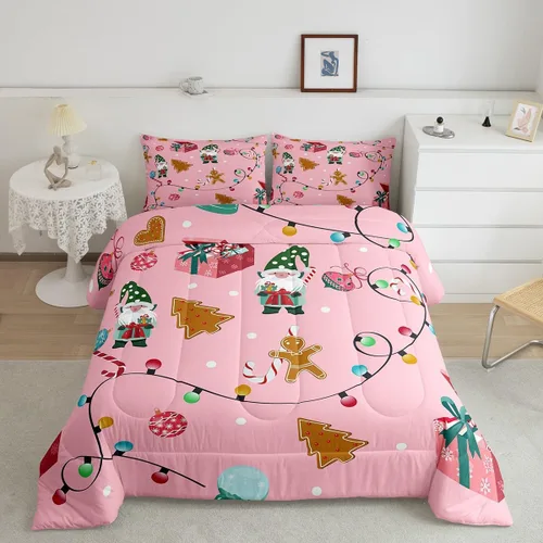 Vista 17 de Erosebridal Juego de edredón de Feliz Navidad, tamaño individual, divertido edredón de Papá Noel para niños y niñas, edredón de plumón de pingüino