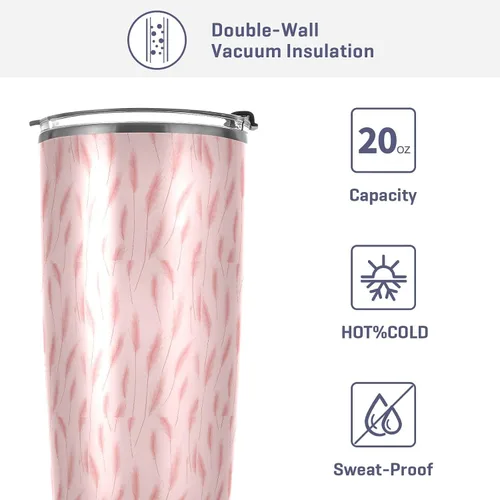 Vista 4 de Tazas románticas de acero inoxidable de lavanda para hombres, tapa a prueba de fugas y pajita, taza de viaje de café de 20 onzas para gimnasio