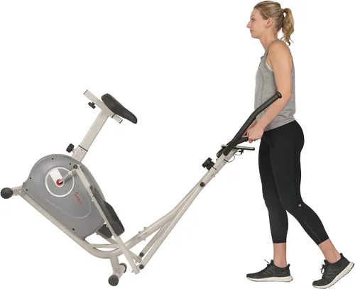 Vista 6 de Sunny Health & Fitness Elliptical and Bike Exercise Machine, Ultra Silent Adjustable Resistance Levels Cross Trainer for Home Gym with Pulse Rate