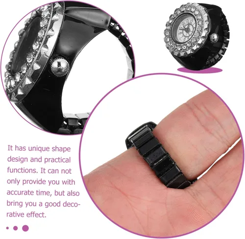 Vista 2 de Abaodam Ring Watch Electronic Finger Watch relojes para Hombre Watch Ring Decorative Mens Diamond Watches Finger