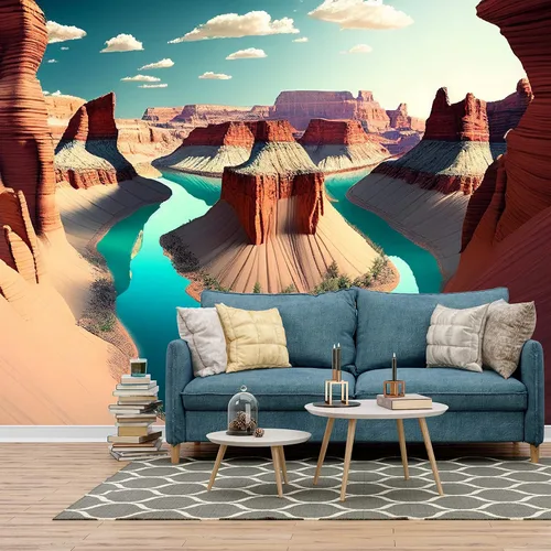 Vista 5 de Papel pintado 3D del Gran Cañón, paisaje del parque nacional en Arizona, vista de la ciudad de Arizona, arte mural de pared grande para dormitorio