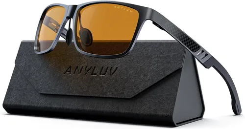 Vista 34 de ANYLUV Gafas de bloqueo de luz azul para hombre, gafas de juegos de computadora, ligeras, de metal Al-Mg, protección ocular antifatiga ocular
