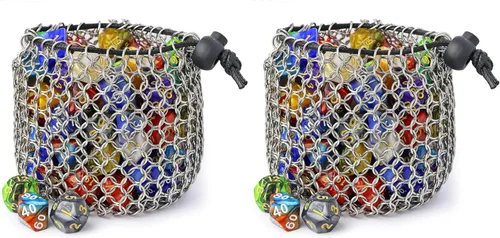 Vista 8 de YOUSHARES Bolsa de dados de acero inoxidable para juego de dados de metal poliédrico D&D, bolsa de dados DND para juego de dados de metal poliédricos