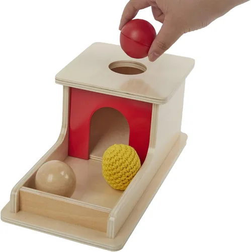 Vista 5 de Tiger Montessori Caja de permanencia con bandeja de tres bolas para bebés de 6 a 12 meses (madera+plástico+bola de punto)