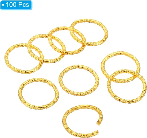 Vista 3 de PATIKIL Anillo con dije de copa de vino de 0.05 x 0.59 pulgadas, paquete de 100 aretes de metal con cuentas trenzadas, anillos abiertos, dorado
