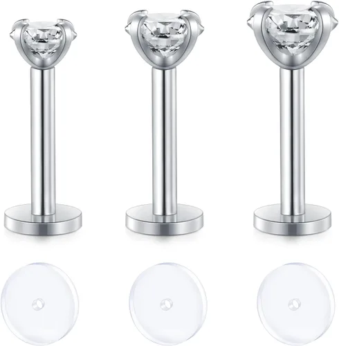 Vista 17 de D.Bella Retenedores de piercing transparentes de 16G para cartílago flexible para hélix, daith, rook, tragus, retenedor de aretes Bioflex, nariz