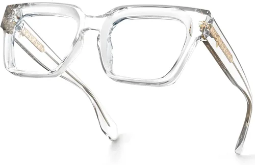 Vista 10 de VISOONE Fashion Computer Glasses with Wire Core Temples Colorado Clear Lens Lightweight TR90 UV400 Square Thick Frame Blue Light Blocking Glasses