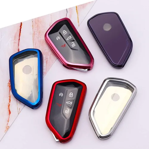 Vista 5 de Horande Funda protectora de TPU suave para llavero VW ID3 ID4 MK8 Golf 8 GTI Skoda Octavia sin llave (azul)