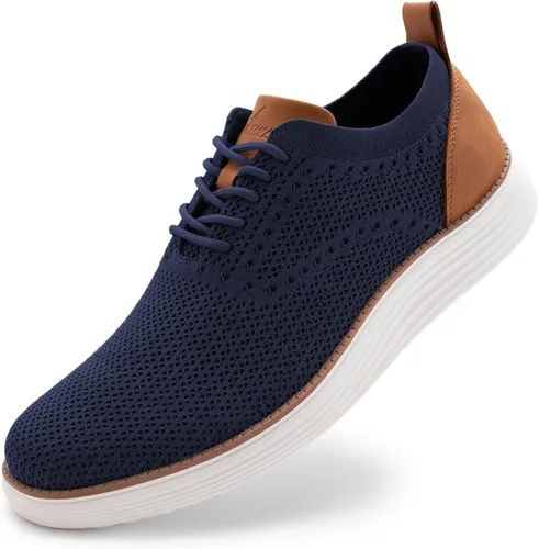 Vista 3 de Athlefit Zapatos deportivos de vestir de moda para hombre, transpirables, Oxford, zapatos para caminar casuales de negocios