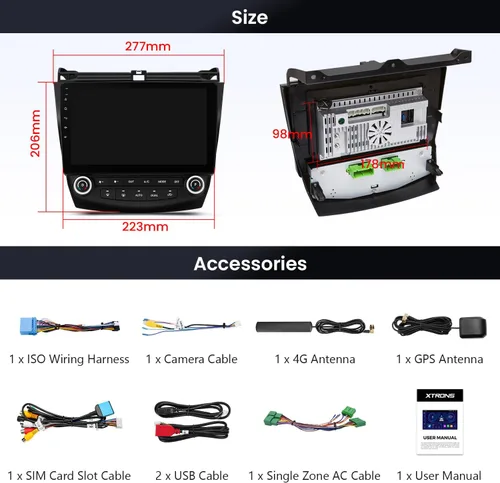 Vista 9 de XTRONS Estéreo de coche Android 14 de 10.1 "para Honda Accord 7th 2003-2007