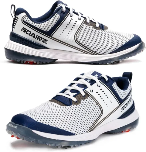 Vista 8 de SQAIRZ Speed Mesh - Zapatos de golf deportivos para hombre, diseñados para equilibrio y rendimiento, picos reemplazables, transpirables, zapatos