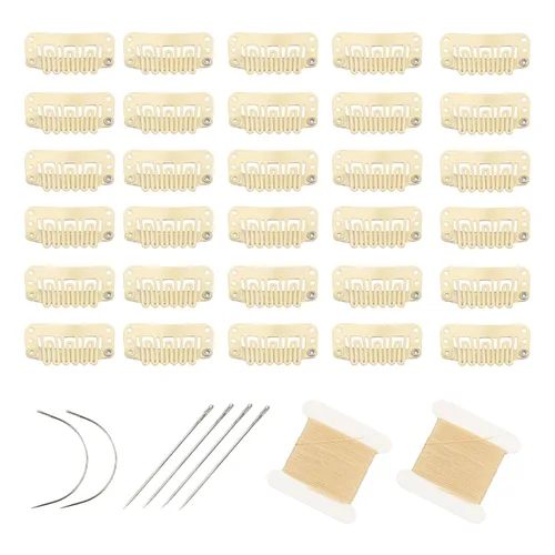 Vista 5 de 20 pinzas de pelo de acero inoxidable con 9 dientes, pinzas para Beige 9 dientes 20 piezas