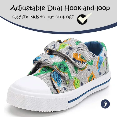 Vista 2 de K KomForme - Tenis de lona para niños y niñas de dibujos animados con doble velcro