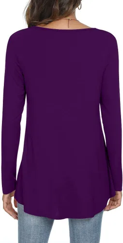 Vista 3 de LONGYUAN 2023 - Blusa de manga larga para mujer, estilo casual, holgada, holgada, cómoda, elástica, linda