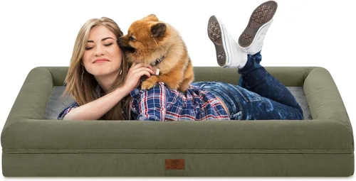 Vista 36 de Cama ortopédica grande para perros, cama impermeable para perros con funda extraíble, sofá suave para mascotas con 4 lados extraíbles y base