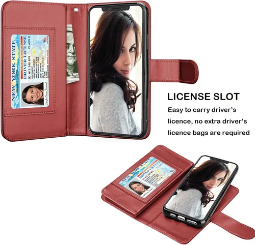 Vista 3 de Njjex Funda tipo cartera para iPhone 11 PRO Max 2019, para iPhone 11 PRO Max (6.5 pulgadas), [9 ranuras para tarjetas] Funda de piel sintética