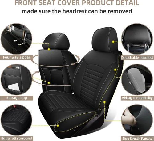 Vista 4 de Fundas de asiento para Ford Edge 2007-2025, juego de fundas de asiento de automóvil de imitación de lujo, impermeables, protector de asiento