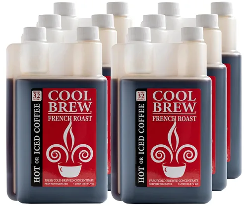 Vista 16 de CoolBrew Concentrado líquido frío fresco – tostado oscuro, granos de arábica gourmet, para café helado o caliente, sin azúcar, sin conservantes