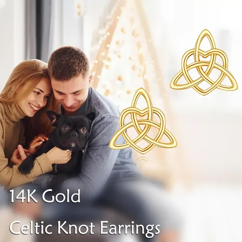 Vista 6 de Aretes de libélula celta de 14 quilates para mujer, aretes de tuerca de animales lindos para Navidad, San Valentín, Día de la Madre, regalos