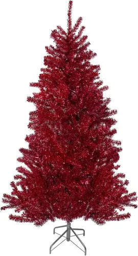 Vista 12 de 3' Metallic Pink Tinsel Artificial Christmas Tree - Unlit