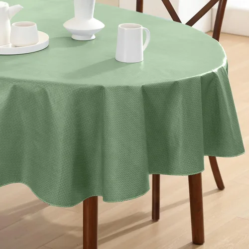 Vista 11 de Newbridge Basketweave - Mantel con parte trasera de franela de vinilo de color sólido, aspecto texturizado de tejido de cesta, mantel impermeable