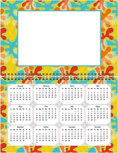 Vista 4 de Marco de fotos 2025 con espiral para pared, calendario encuadernado en espiral (añade tus propias fotos), calendario de escritorio/pared