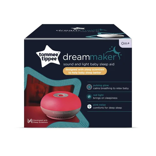 Vista 2 de Tommee Tippee Dreammaker Baby Sleep Machine Pink Noise Sound Machine, luz roja de la noche científicamente probada, Smart CrySensor
