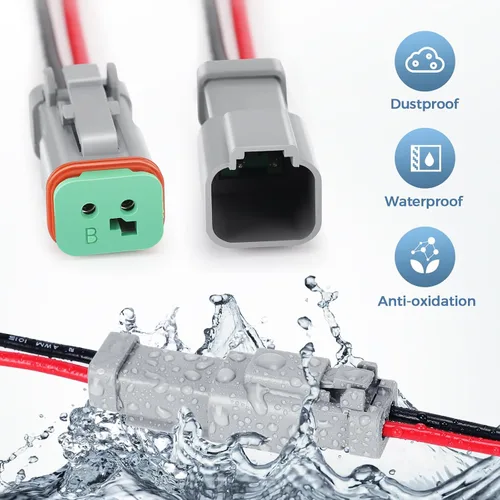 Vista 5 de Kit de 6 conectores Deutsch DT de 2 pines negro macho hembra arnés de cableado Deutsch Pigtail de 2 vías impermeable conector eléctrico automotriz