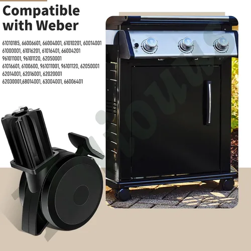 Vista 4 de Paquete de 4 ruedas de bloqueo 70360 con inserto para parrillas de gas Weber Genesis E-310 Spirit Series 2009-2012, E400 E600 Summit Series