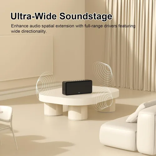 Vista 5 de DOSS SoundBox XL altavoces inalámbricos, sistema de altavoces para hogar inalámbricos, doble conductor con subwoofer de 12W, sonido HD de 20W, bajo