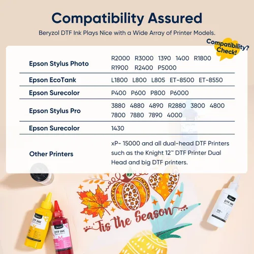 Vista 5 de Premium DTF Tinta Blanca 500ML DTF Kit de conversión de tinta de transferencia, recarga de tinta DTF para Epson ET-8550, L1800, L800, R2400, P400